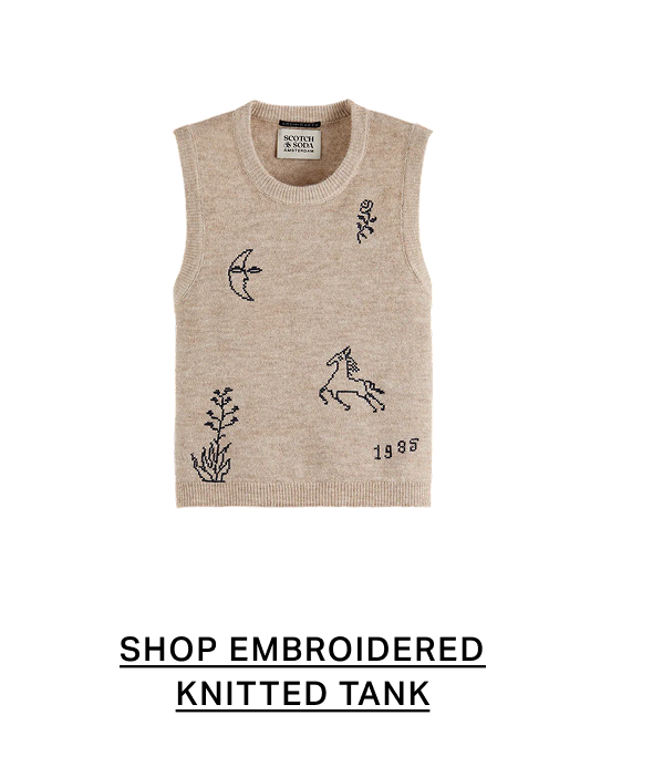 Embroidered Crew Neck Knitted Tank