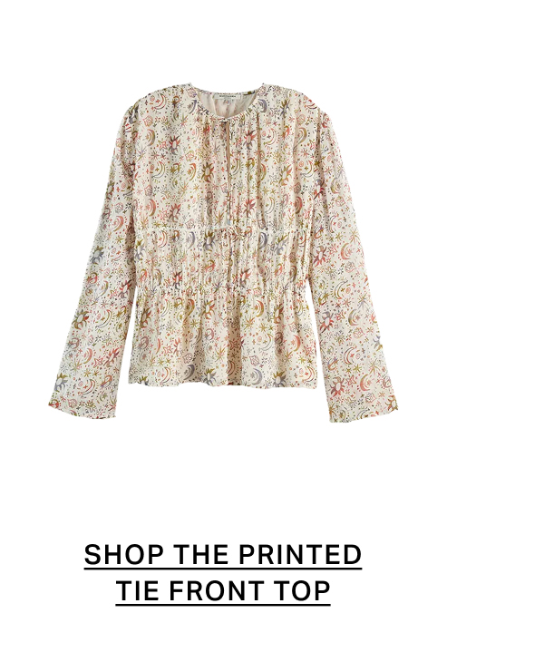 Printed Tied Front Woven Top