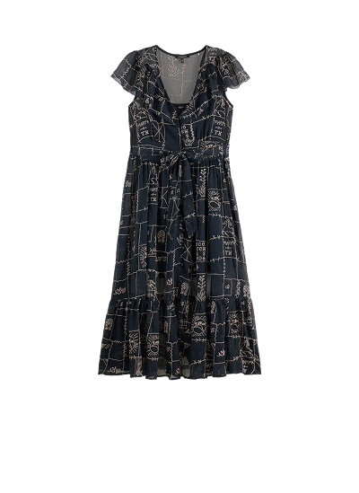 Cross-Stitch Embroidered Midi Dress
