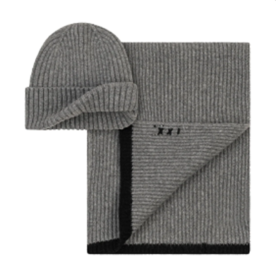 Rib Stitch Cuff Beanie & Scarf Box Set