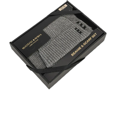 Rib Stitch Cuff Beanie & Scarf Box Set