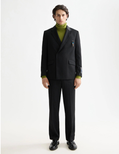 Festive double-breasted structured stripe relaxed fit blazer