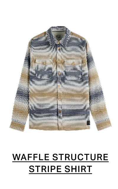 Waffle Structure Stripe Shirt