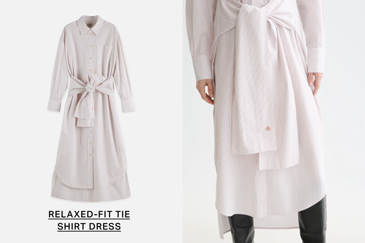 Relaxed-Fit Tie Shirt Dress