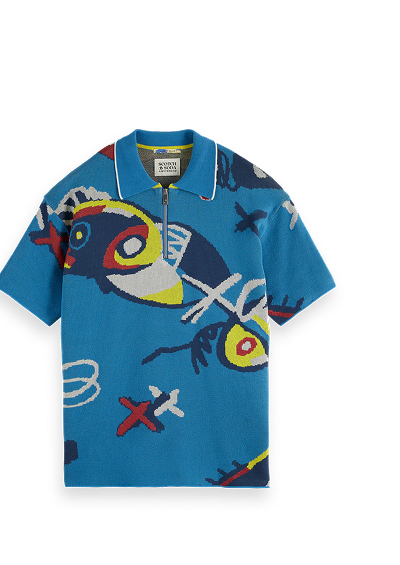 Abstract Island Crochet Polo