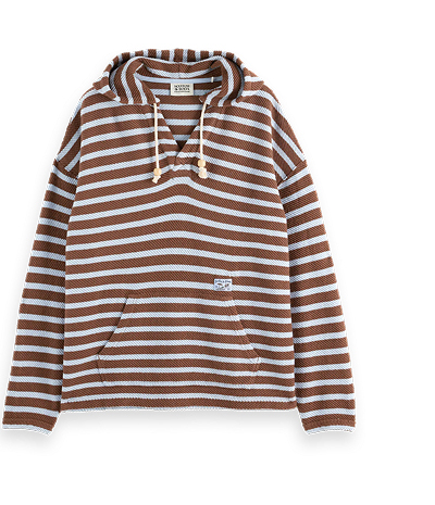 Loose-Fit Striped Slub Terrycloth Hoodie