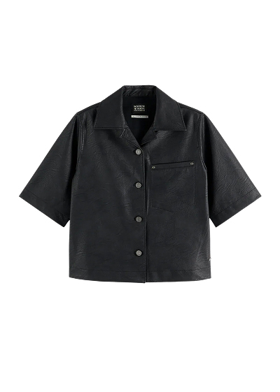 Faux Leather A-Line Sleeve Shirt