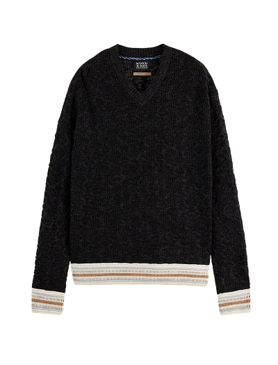 V-Neck Cable Loose-Fit Pullover