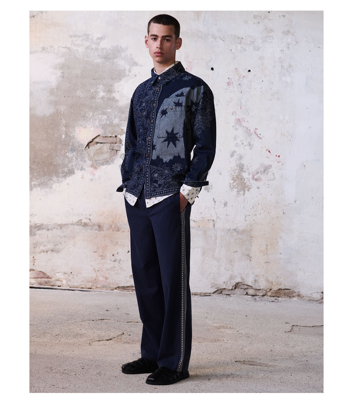 Denim Jacquard Overshirt
