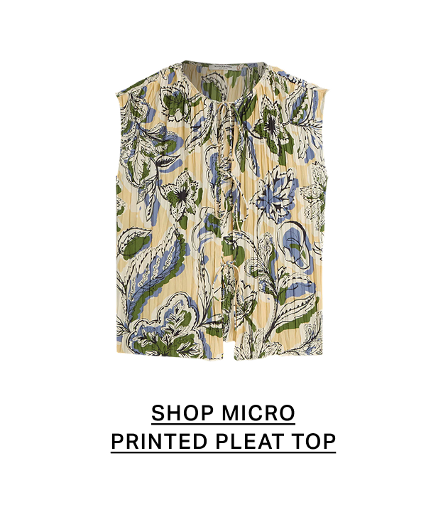 Micro Printed Pleat Top With Ties