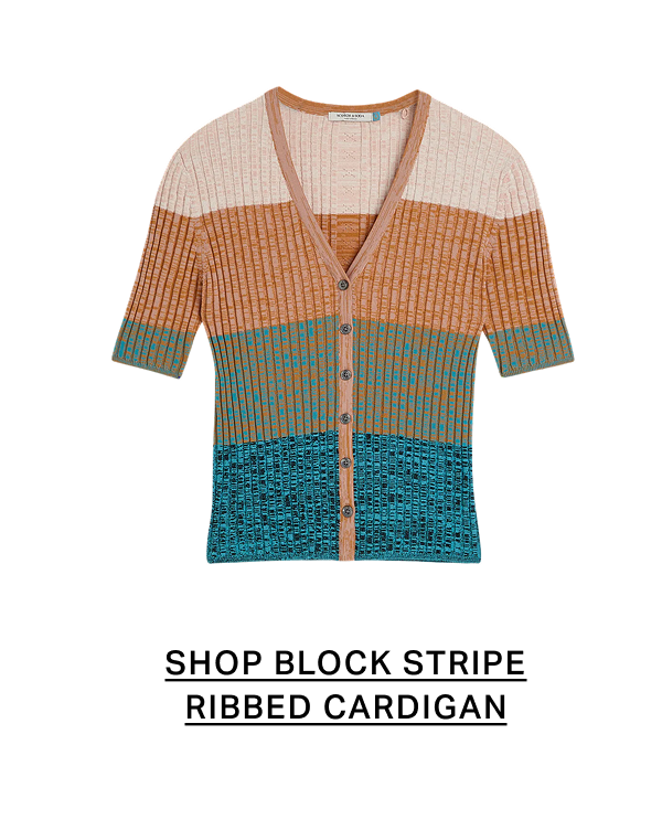 Block Stripe Ribbed Short Sleeve Cardigan
