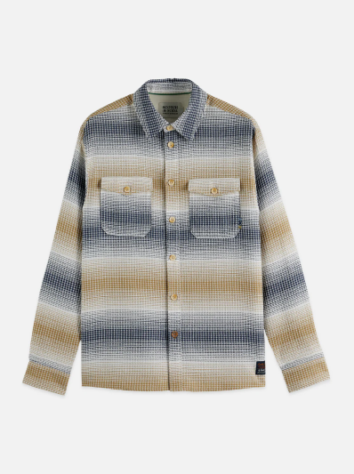 Waffle Structure Stripe Shirt
