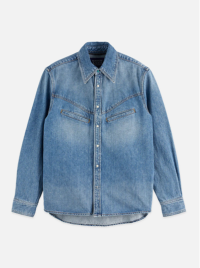 Washed Denim Shirt With Western Details
