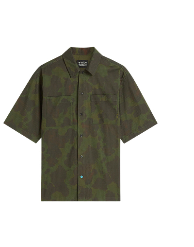 Printed Cotton Ripstop Relaxed-Fit Short-Sleeve Shirt