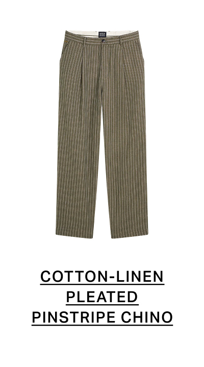 Pleated Pinstriped Cottonlinen Loose Straightfit Chino