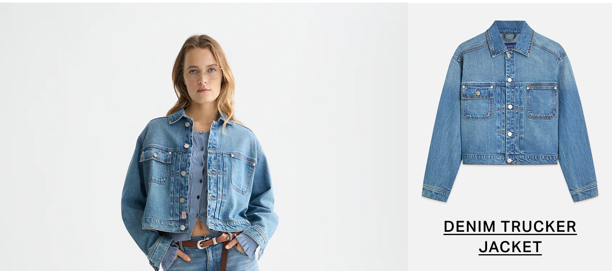 Pleat Front Denim Trucker Jacket