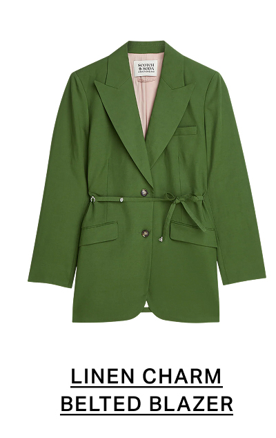 Linen Blend Blazer With Charm Belt