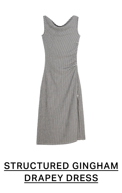 Structured Gingham Drapey Midi Dress