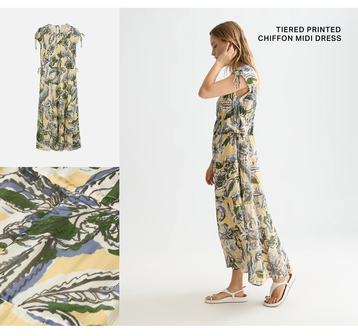 Tiered Printed Chiffon Midi Dress