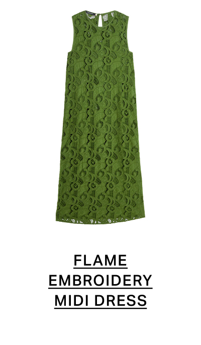 Flame Embroidery Midi Dress