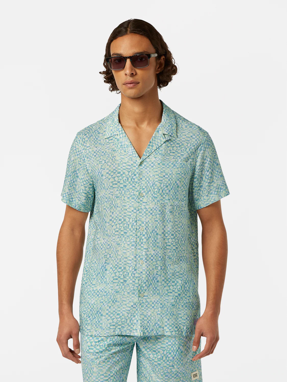 Image of Printed Short Sleeve Regular-Fit Viscose Shirt