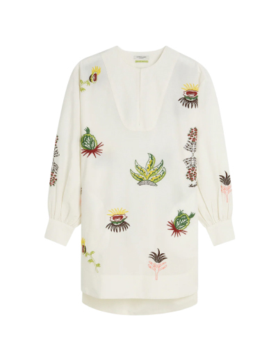 Embroidered Short Bib Dress