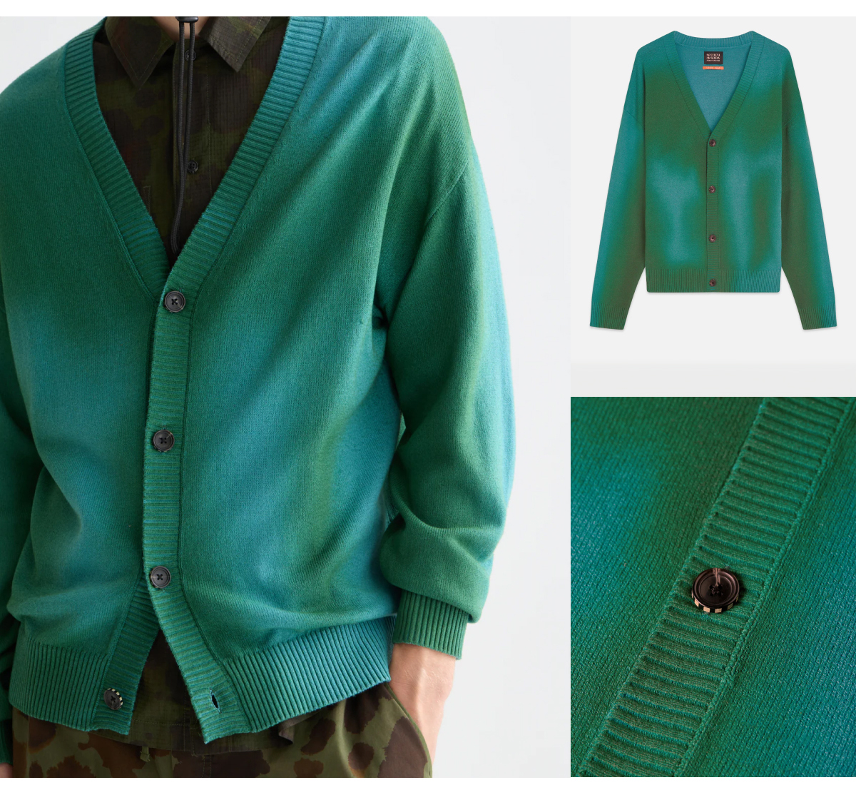 Printed Two Tone Relaxed-Fit Cardigan
