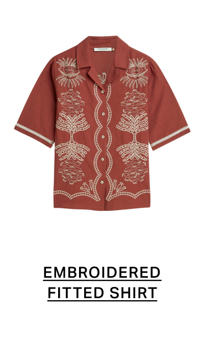 Embroidered Short Sleeved Fitted Shirt