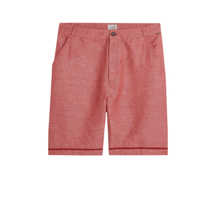 Embroidered Linen-Blend Wide-Fit Bermuda Shorts