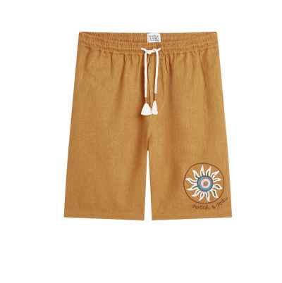 Embroidered Linen-Blend Wide-Fit Bermuda Shorts