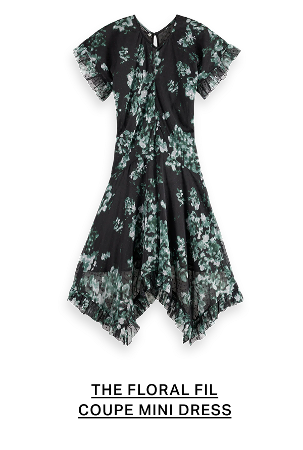 Floral Printed Fil Coupe Mini Ruffle Dress