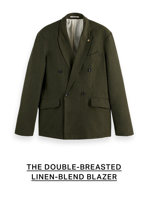 Double-Breasted Linen-Blend Blazer