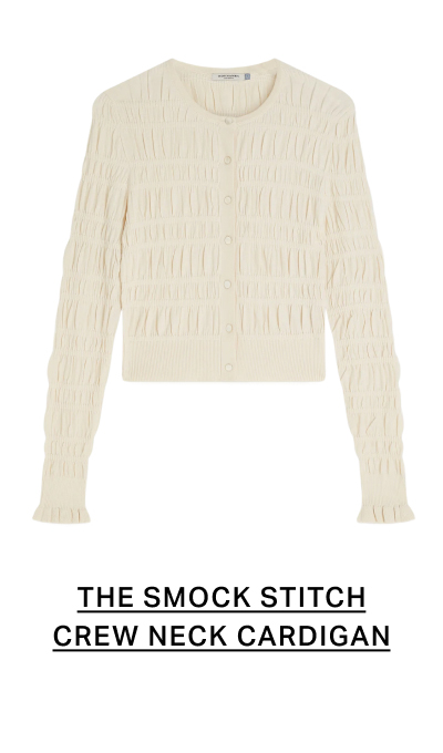 Smock Stitch Crew Neck Cardigan