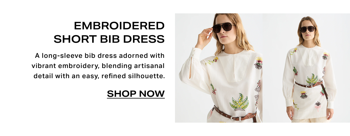 Embroidered Short Bib Dress