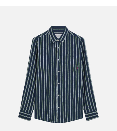 Striped Crinkle Structure Regular-Fit Shirt