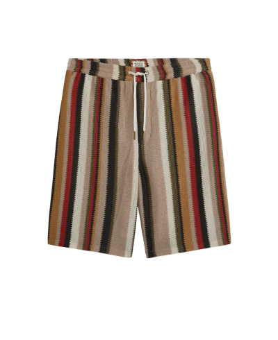 Crochet Multicolor Stripe Relaxed-Fit Bermuda Shorts