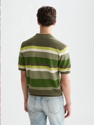 Structured Striped Knitted Polo