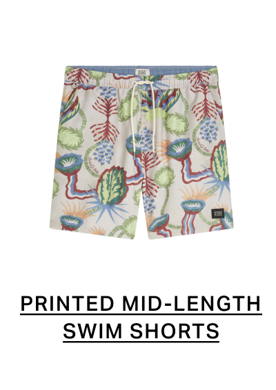 Printed Mid-Length Swim Shorts