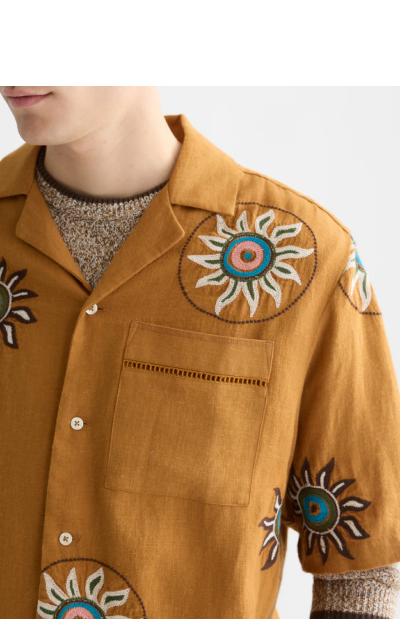 Embroidered Linen Relaxed-Fit Shirt