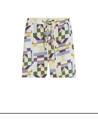 Topstitched Printed Cotton Relaxed-Fit Bermuda Shorts