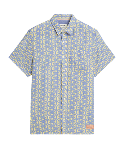 Printed Linen Regular-Fit Short-Sleeve Shirt