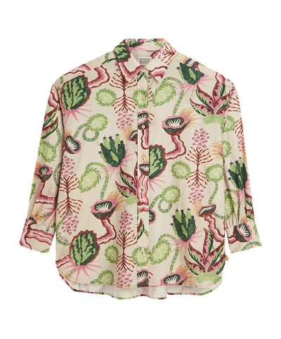 Linen Blend Printed Shirt