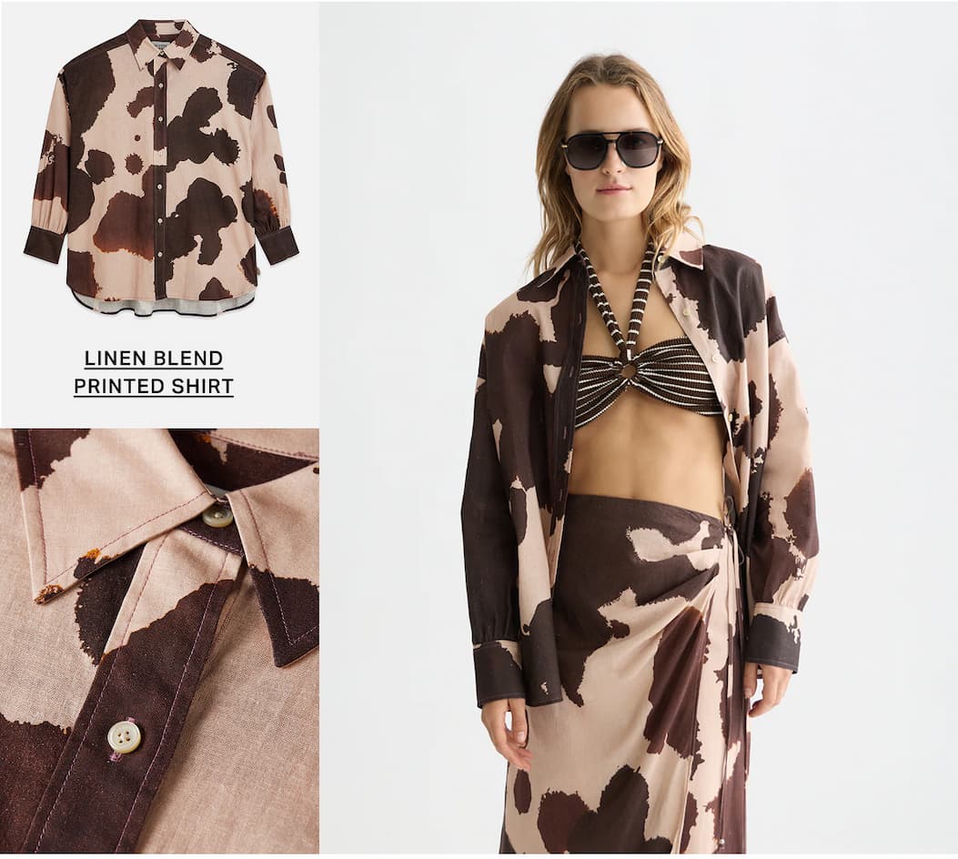 Linen Blend Printed Shirt
