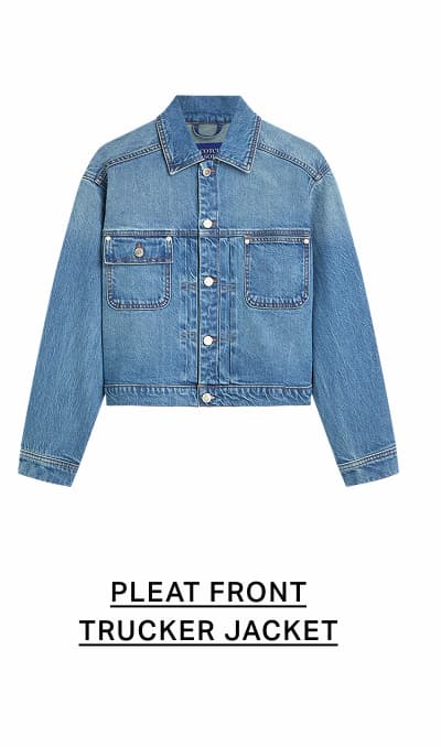 Pleat Front Denim Trucker Jacket