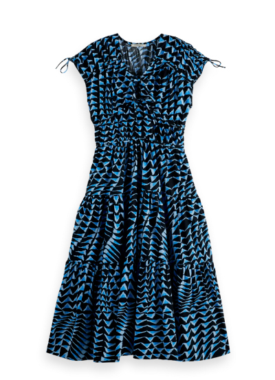 Tiered Poplin Midi Dress