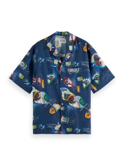 Abstract Island Short Sleeve Relaxed-Fit Tencel Shirt