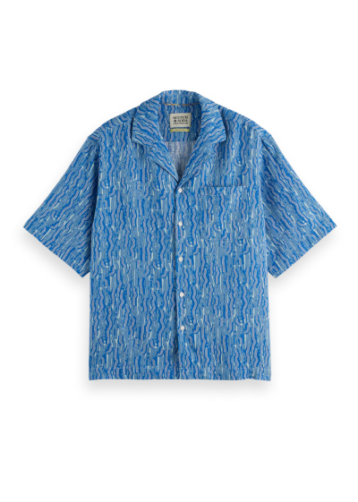 Printed Relaxed-Fit Linen-Blend Short Sleeve Shirt