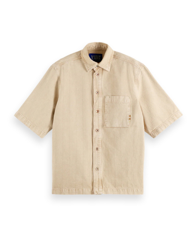 Short-Sleeve Washed Denim Shirt | Desert Sand