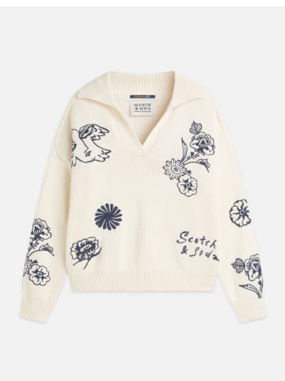 Scotch & Soda x Royal Delft Embroidered Oversized Pullover