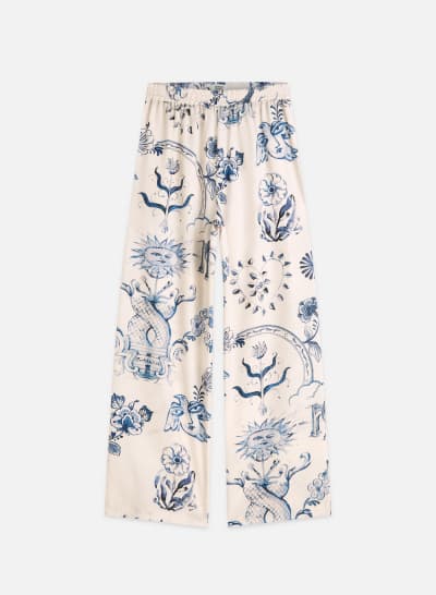 Scotch & Soda x Royal Delft Gia Mid-Rise Wide-Leg Printed Pants